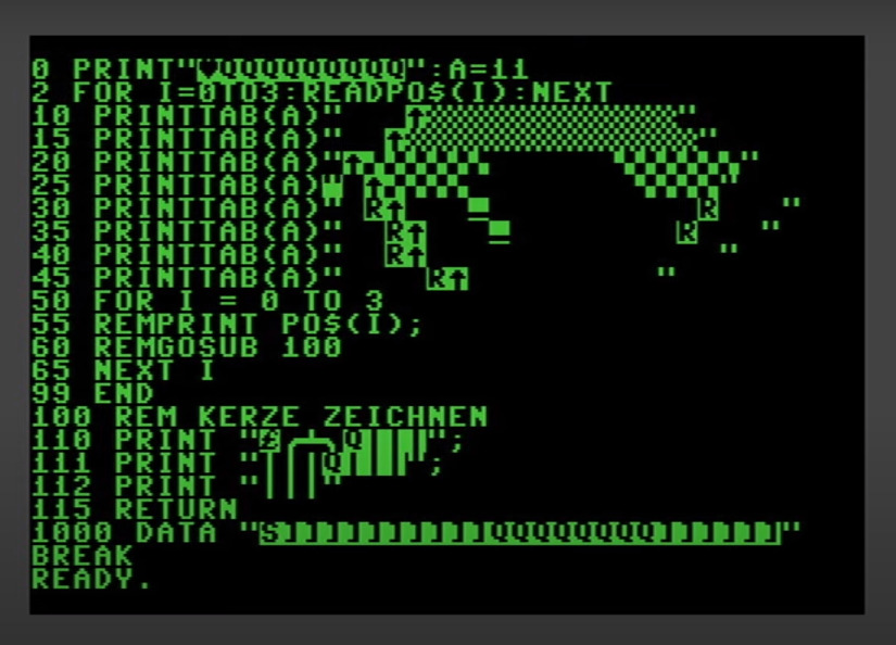 Programmierung PETSCII Adventskranz C64