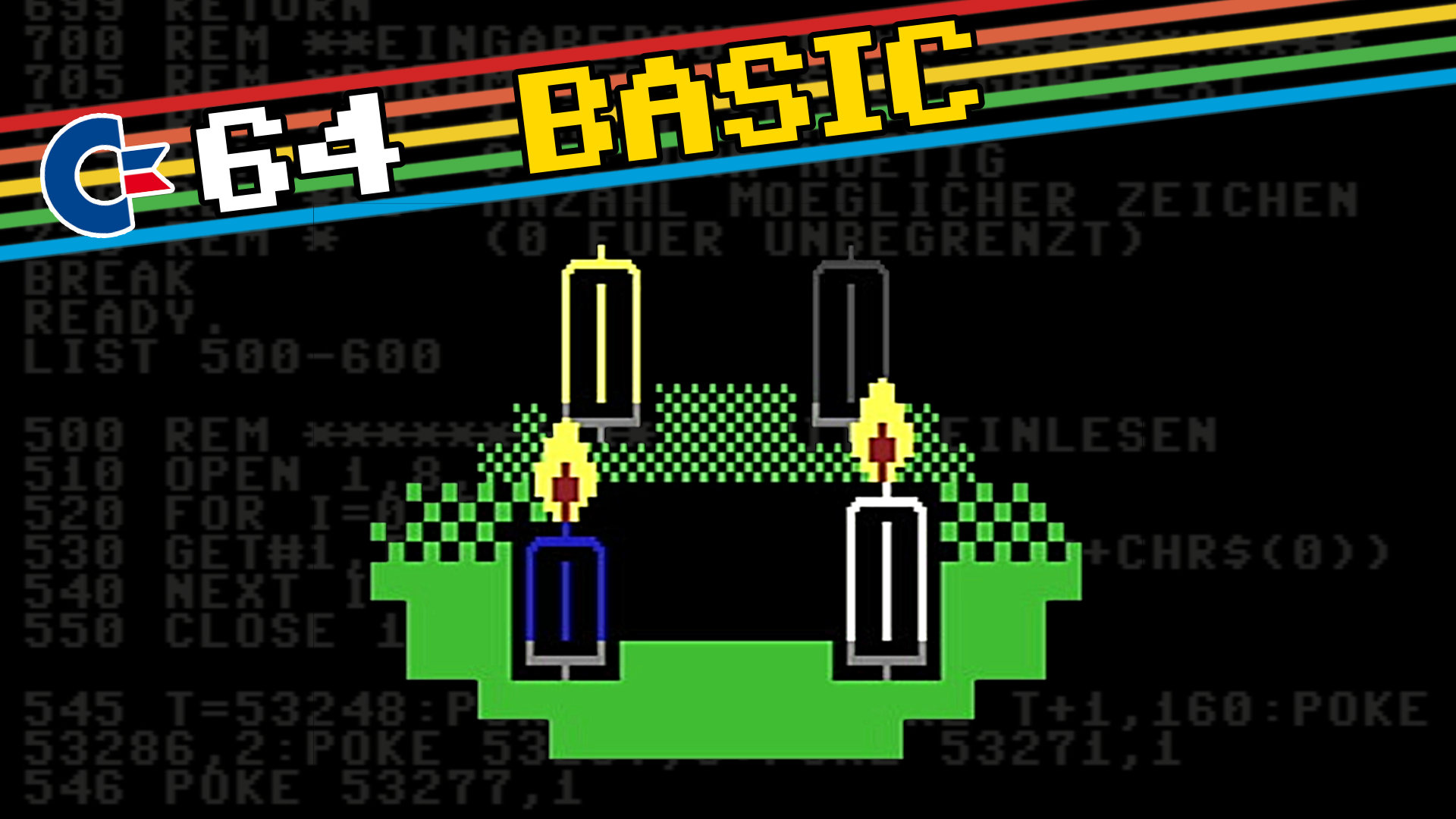 C64 Adventskranz in PETSCII Grafik